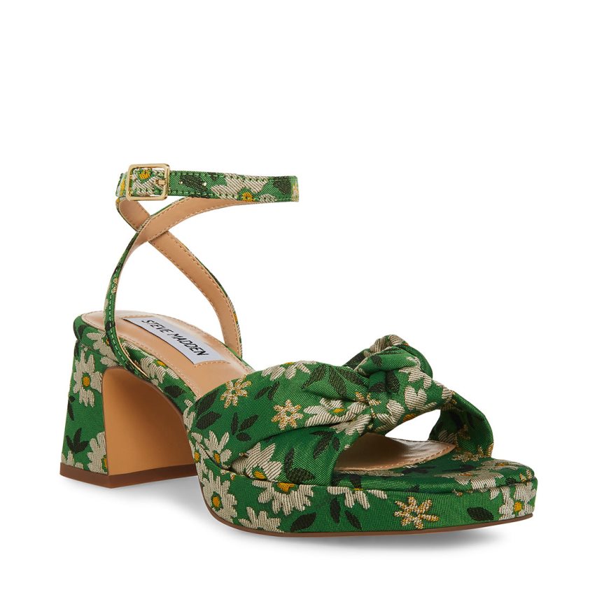 Green Steve Madden Bettina Floral Women's Heels Sandals | PH 6157AWU